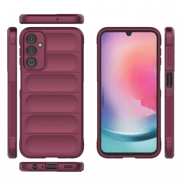Magic Shield Fodral för Samsung Galaxy A24 4G flexibelt pansarskal vinröd