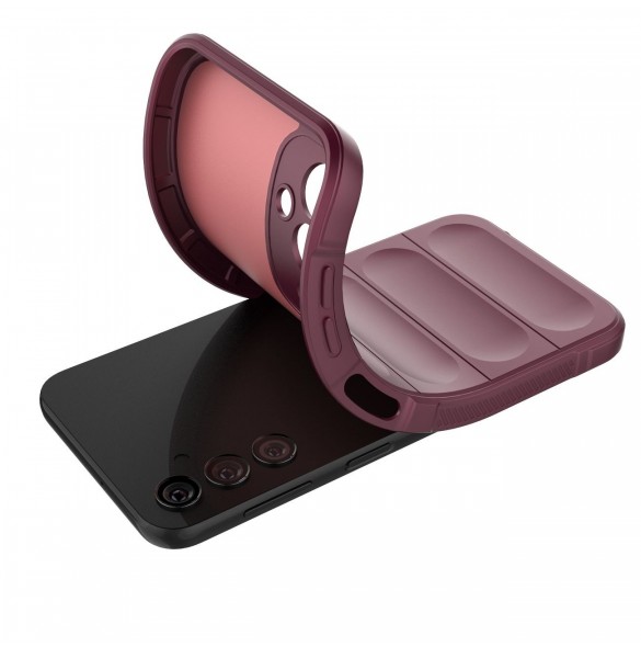 Magic Shield Fodral för Samsung Galaxy A24 4G flexibelt pansarskal vinröd