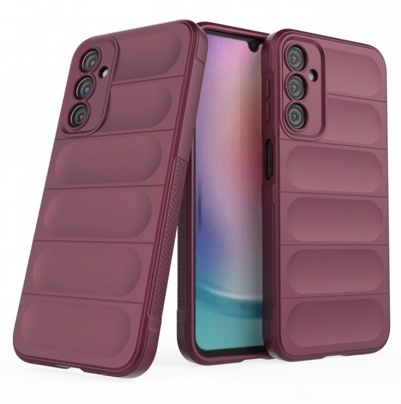 Magic Shield Fodral för Samsung Galaxy A24 4G flexibelt pansarskal vinröd