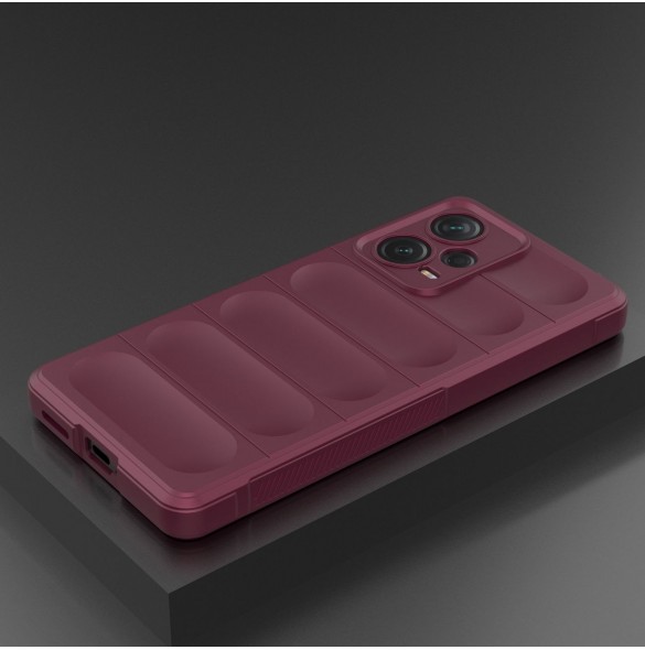 Magic Shield-fodral till Xiaomi Redmi Note 12 Pro+ flexibelt pansarfodral vinrött