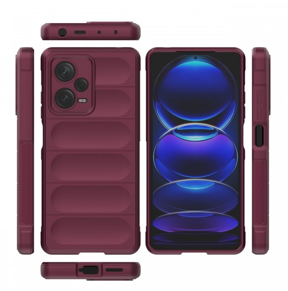 Magic Shield-fodral till Xiaomi Redmi Note 12 Pro+ flexibelt pansarfodral vinrött