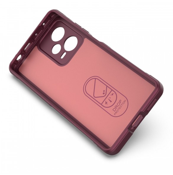 Magic Shield-fodral till Xiaomi Redmi Note 12 Pro+ flexibelt pansarfodral vinrött