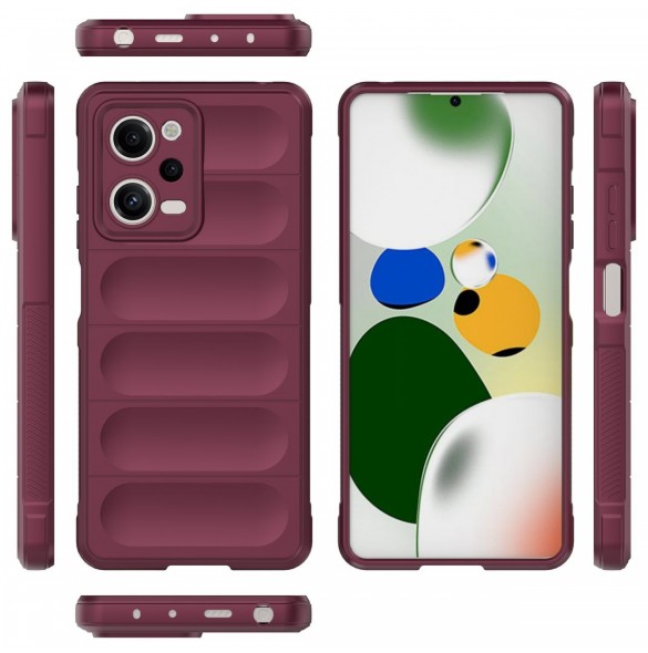 Magic Shield Case Cover för Xiaomi Redmi Note 12 Pro / Poco X5 Pro 5G Flexible Armor Cover Burgundy