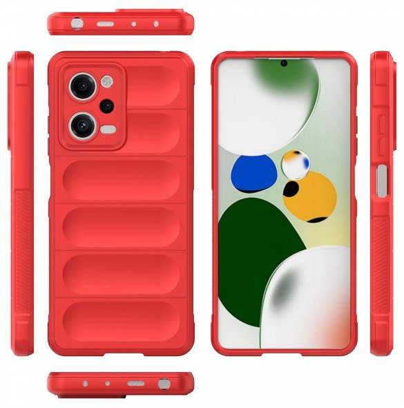 Magic Shield-fodral till Xiaomi Redmi Note 12 Pro / Poco X5 Pro 5G flexibelt pansarskal rött
