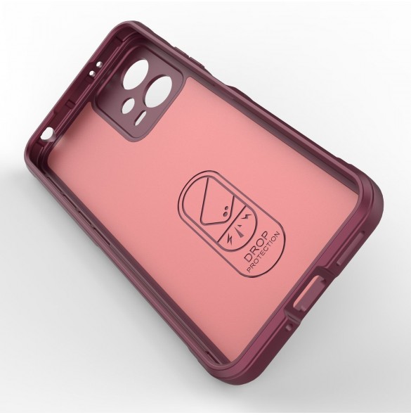 Magic Shield Case Cover för Xiaomi Redmi Note 12 5G / Poco X5 5G Flexibelt Armor Cover Burgundy