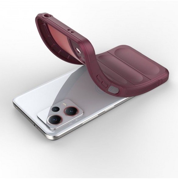 Magic Shield Case Cover för Xiaomi Redmi Note 12 5G / Poco X5 5G Flexibelt Armor Cover Burgundy