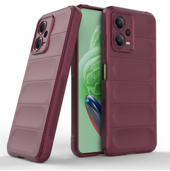 Magic Shield Case Cover för Xiaomi Redmi Note 12 5G / Poco X5 5G Flexibelt Armor Cover Burgundy