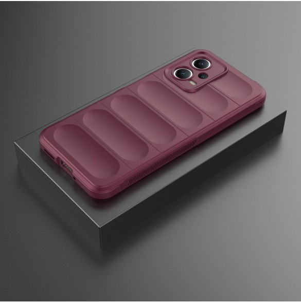 Magic Shield Case Cover för Xiaomi Redmi Note 12 5G / Poco X5 5G Flexibelt Armor Cover Burgundy