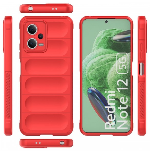 Magic Shield Fodral för Xiaomi Redmi Note 12 5G / Poco X5 5G Flexibelt Armor Cover Röd