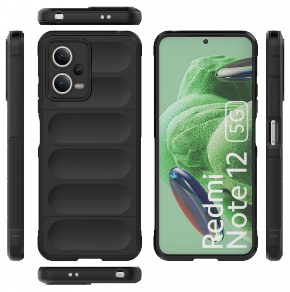 Magic Shield Fodral för Xiaomi Redmi Note 12 5G / Poco X5 5G Flexibelt Armor Cover Svart