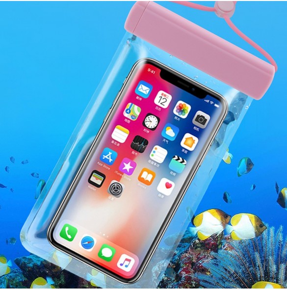 Vattentätt telefonfodral 115 mm x 220 mm pool strandväska ljusblå