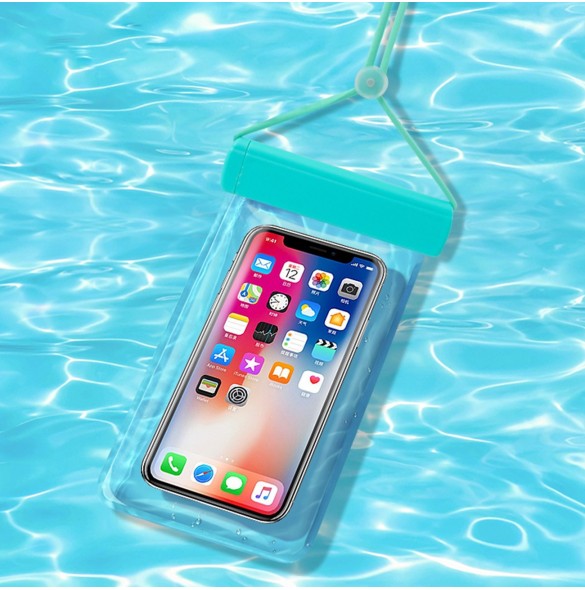 Vattentätt telefonfodral 115 mm x 220 mm pool strandväska ljusblå