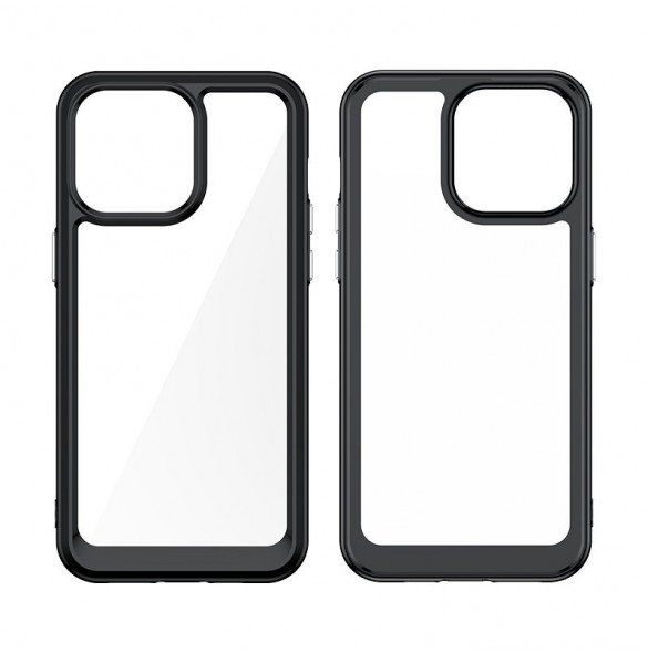 iPhone 15 Pro Max Outer Space förstärkt fodral med en flexibel ram - transparent