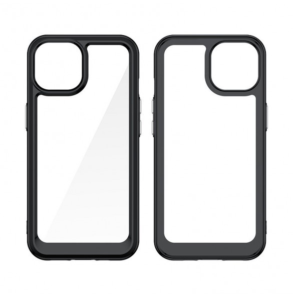 iPhone 15 Outer Space förstärkt fodral med flexibel ram - transparent