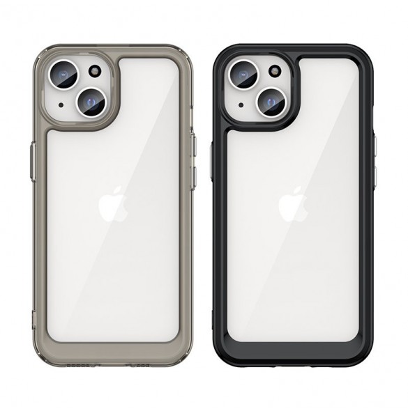 iPhone 15 Outer Space förstärkt fodral med flexibel ram - transparent