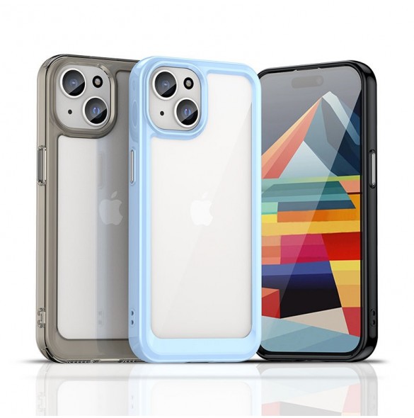 iPhone 15 Outer Space förstärkt fodral med flexibel ram - transparent