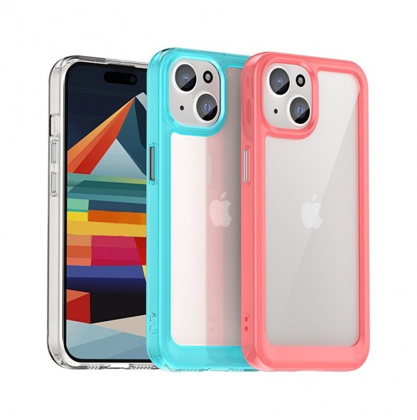 iPhone 15 Outer Space förstärkt fodral med flexibel ram - transparent