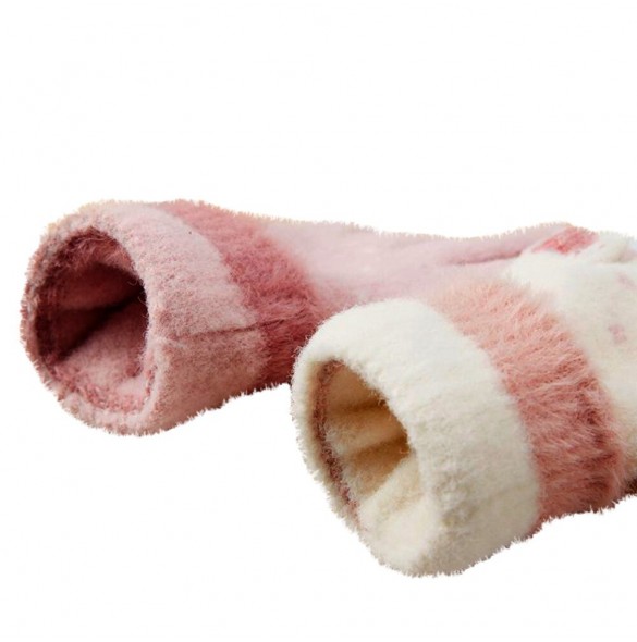 Kvinnors vintertelefonhandskar med en snögubbe och en julgran - beige
