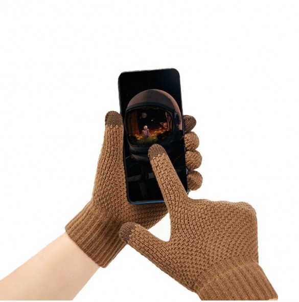 Vinterflätade telefonhandskar - gröna