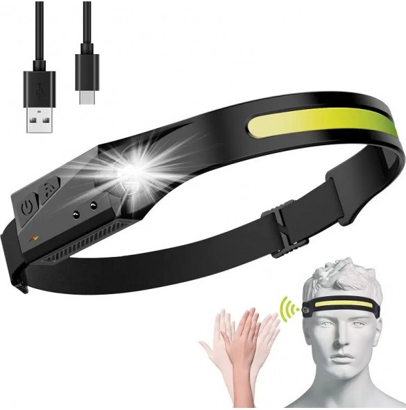 LED pannlampa med IPX4 rörelsesensor USB-C 1200 mAh - svart