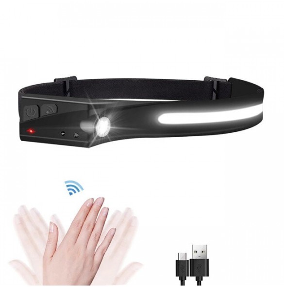 LED pannlampa med IPX4 rörelsesensor USB-C 1200 mAh - svart