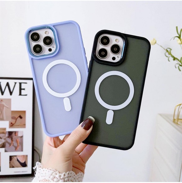 Magnetic Color Matte Fodral till iPhone 15 Plus - Burgundy