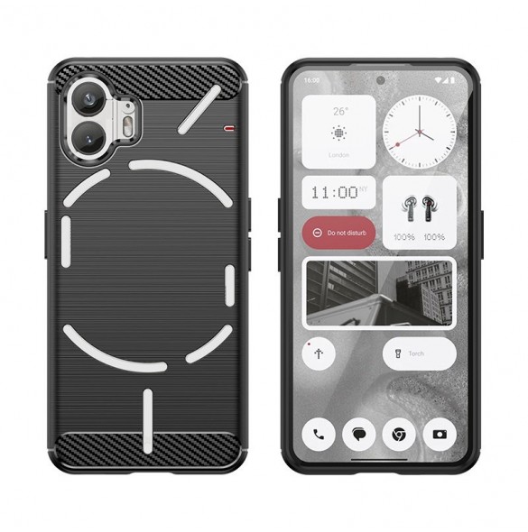 Carbon Case silikonfodral till Nothing Phone 2 - svart