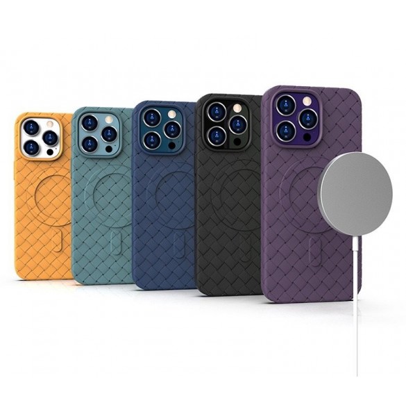 MagSafe Woven Fodral till iPhone 14 Pro - marinblå