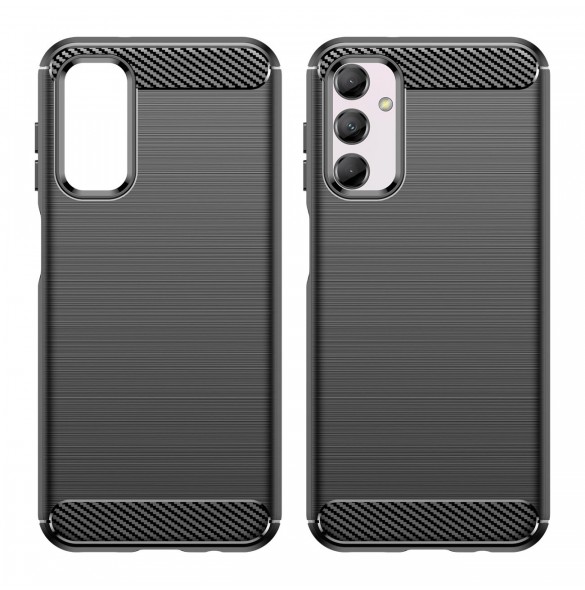 Flexibelt karbonmönsterfodral till Samsung Galaxy M14 Carbon Case - svart