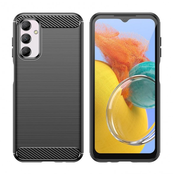 Flexibelt karbonmönsterfodral till Samsung Galaxy M14 Carbon Case - svart