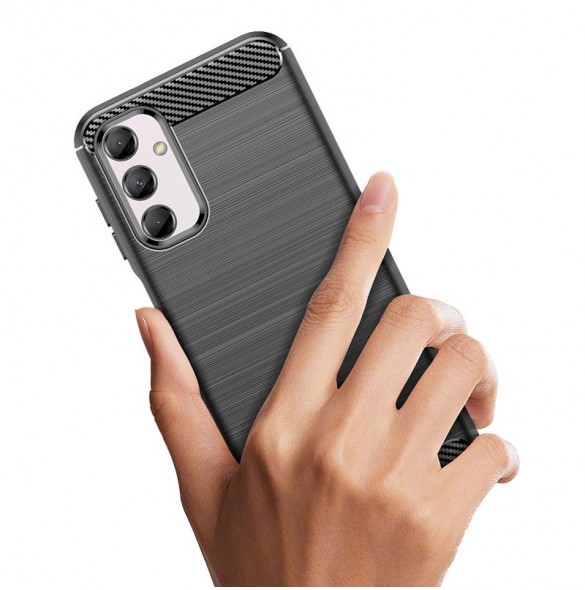 Flexibelt karbonmönsterfodral till Samsung Galaxy M14 Carbon Case - svart