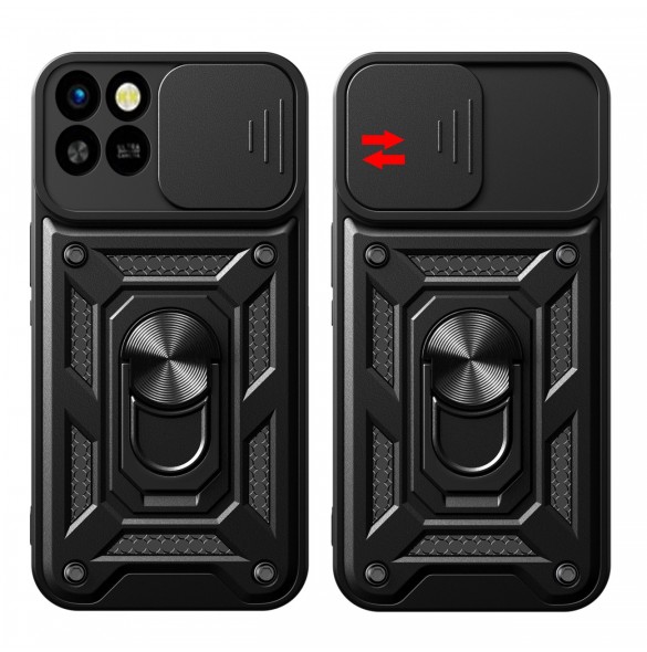Hybrid Armor Camshield fodral till Infinix Smart 6 HD med kameraskydd - svart