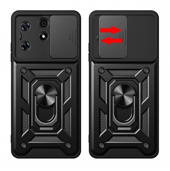 Hybrid Armor Camshield fodral till Tecno Spark 10 med kameraskydd - svart