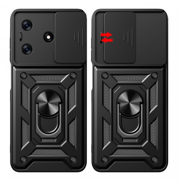 Hybrid Armor Camshield-fodral till Tecno Spark 10 Pro med kameraskydd - svart