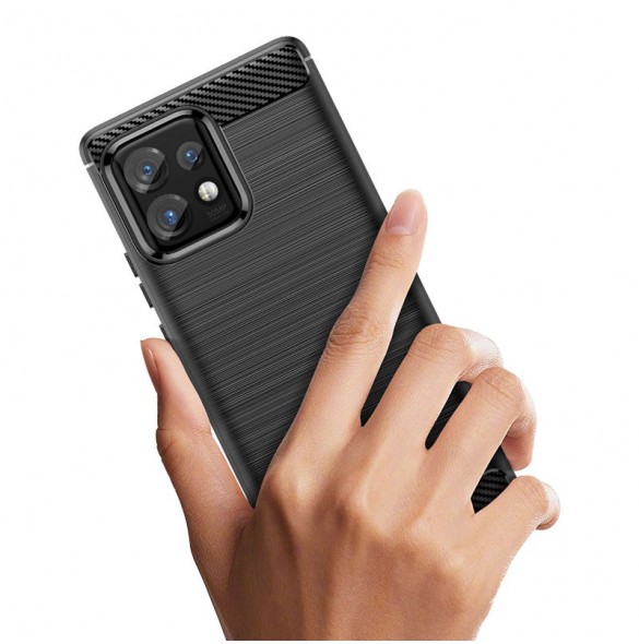 Carbon Case silikonfodral till Motorola Edge 40 Pro - svart