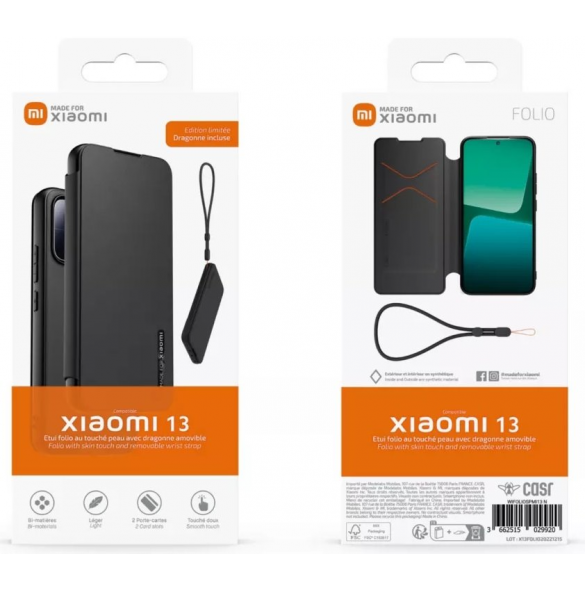 Gjord för Xiaomi bokfodral med halsband för Xiaomi 13 Black