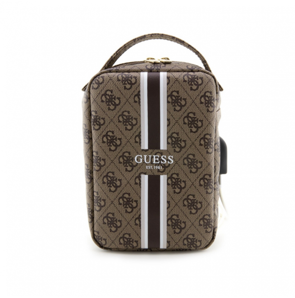 Guess PU 4G Printed Stripes Travel Universal Bag Brun