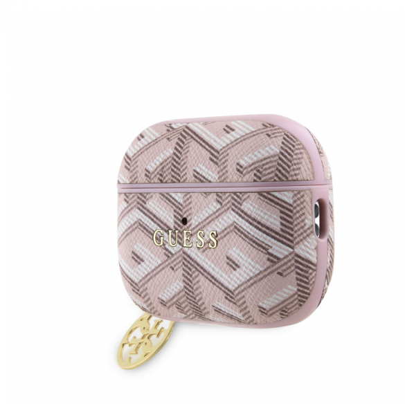 Airpods Pro 2 Guess - Airpods-fodral Pu G Kub Och Guld Metalllogo Classic Med Charm - Rosa