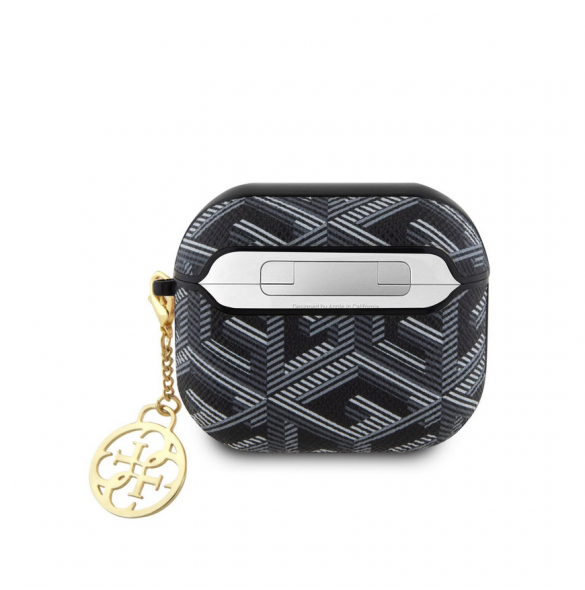 Airpods 3 Guess - Airpods-fodral Pu G Kub Och Guld Metalllogo Klassisk Med Charm - Svart