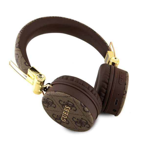 Guess - Bluetooth-hörrtelefon Ljud 4g Pu-läder Med Metalllogo - Brunt