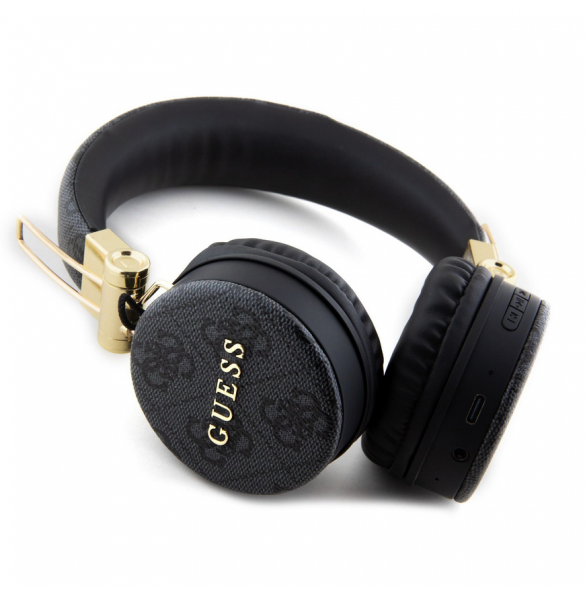 Guess - Bluetooth-hörrtelefon Ljud 4g Pu-läder Med Metalllogo - Svart