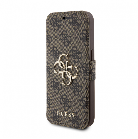 Iphone 15 Pro Max Guess - Pu Läder 4g Folio Fodral Big Metal Logo - Brunt