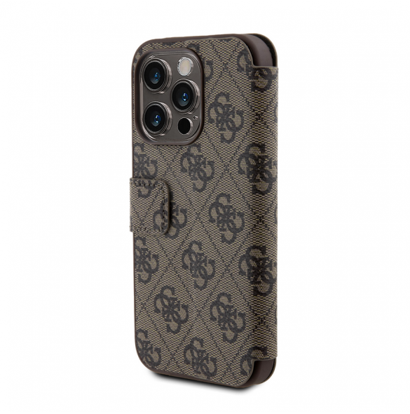 Iphone 15 Pro Max Guess - Pu Läder 4g Folio Fodral Big Metal Logo - Brunt