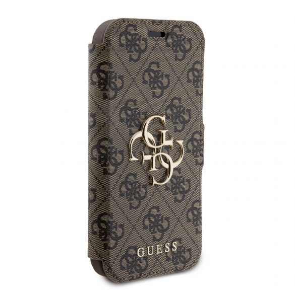 Iphone 15 Pro Max Guess - Pu Läder 4g Folio Fodral Big Metal Logo - Brunt