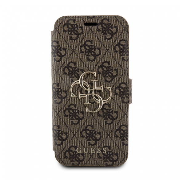 Iphone 15 Pro Max Guess - Pu Läder 4g Folio Fodral Big Metal Logo - Brunt