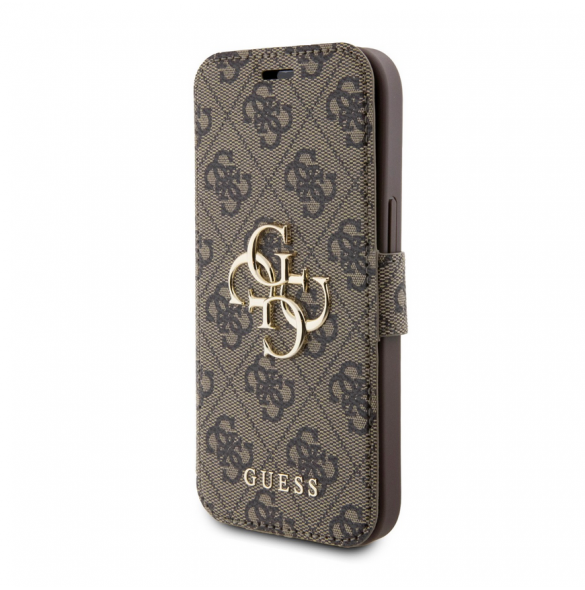 Iphone 15 Guess - Pu Läder 4g Foliofodral Big Metal Logo - Brunt