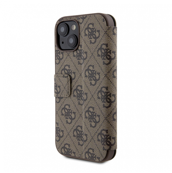 Iphone 15 Guess - Pu Läder 4g Foliofodral Big Metal Logo - Brunt