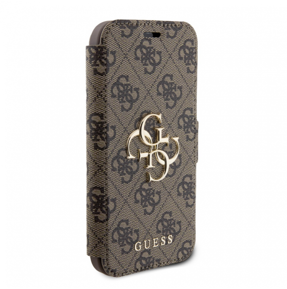 Iphone 15 Guess - Pu Läder 4g Foliofodral Big Metal Logo - Brunt