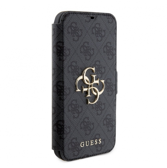 Iphone 15 Plus Guess - Pu Läder 4g Folio Fodral Big Metal Logo - Grå