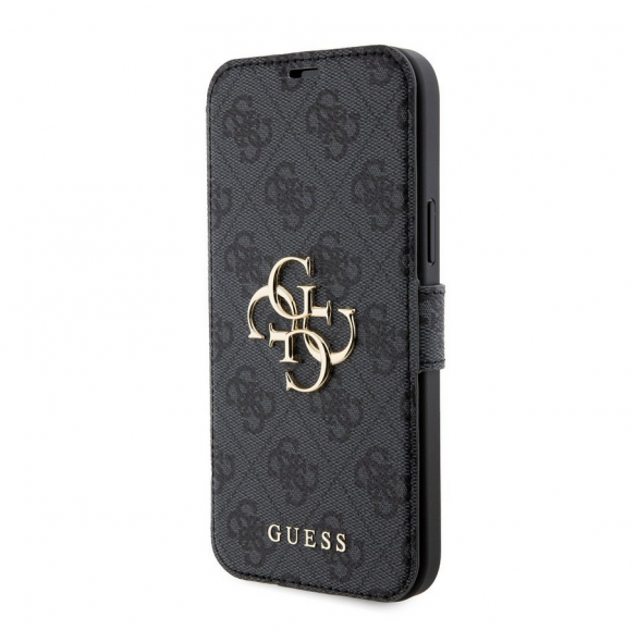 Iphone 15 Plus Guess - Pu Läder 4g Folio Fodral Big Metal Logo - Grå